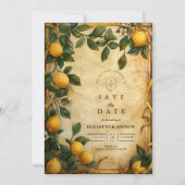 Toscane Citrus Bloemige Bruiloft Save The Date (Voorkant)