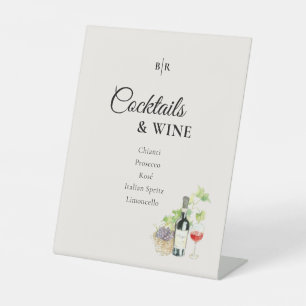 Toscane Cocktails & Wijn Trouwbar Reclamebord Met Voetstuk