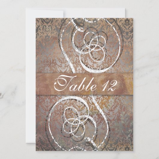 Toscane Damask Elegant Table Number Kaarten (Voorkant)