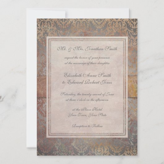  Toscane Damask Italiaanse legance Kaart (Achterkant)