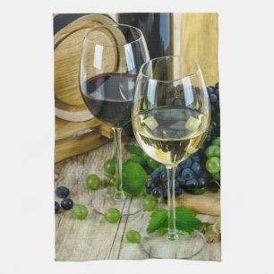 Toscane druiven en wijn keukenhanddoek
