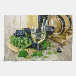 Toscane druiven en wijn keukenhanddoek