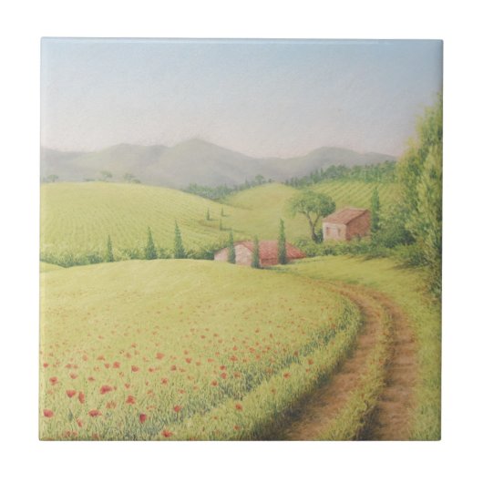 Toscane Farmhouse, Italië, pastel Ceramic Tile Tegeltje (Voorkant)