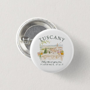 Toscane Florence Reizen – Rolling Hills & Trees Ronde Button 3,2 Cm