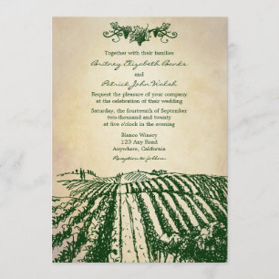 Toscane Green Winery Vineyard Wedding Invitations Kaart