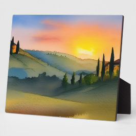 Toscane Heuvels Schilderachtige Aquarel Tafelblad Fotoplaat