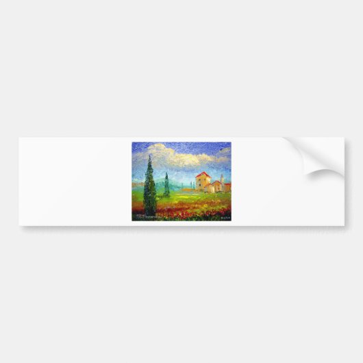Toscane HIlside met papavers Bumpersticker (Voorkant)