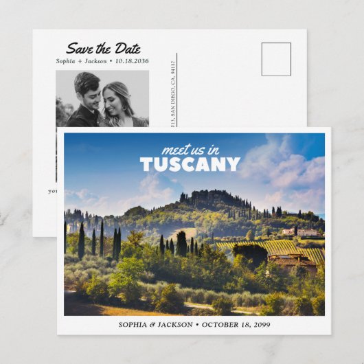Toscane Huwelijk Italië Bewaar de Datum Retro Briefkaart (Voorkant / Achterkant)