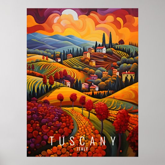 Toscane in de herfst schilderij | Italië Reizen |  Poster (Voorkant)