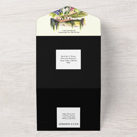 Toscane Italiaans Toscaanse Villa waterverf wijnma All In One Uitnodiging (Buitenkant)