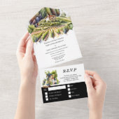 Toscane Italiaans Toscaanse Villa waterverf wijnma All In One Uitnodiging (Afscheurbaar)