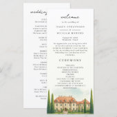 Toscane Italiaans Villa Waterverf Trouwprogramma (Voorkant / Achterkant)