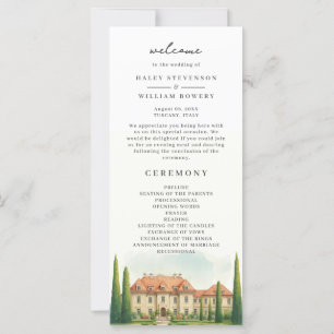 Toscane Italiaanse Villa Watercolor Huwelijksprogr