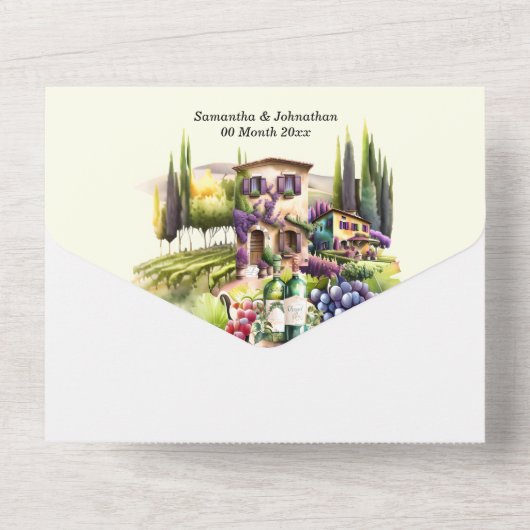 Toscane Italiaanse wijnmakerij lavendel Italië wij All In One Uitnodiging (Achterkant)