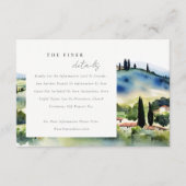 Toscane Italië Aquarel Landschap Bruiloft Details Informatiekaartje (Voorkant)