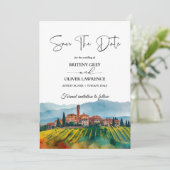 TOSCANE Italië Aquarel Silhouet Save The Date (Staand voorkant)