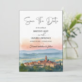 TOSCANE Italië Aquarel Silhouet Save The Date (Staand voorkant)