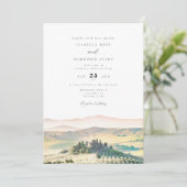 TOSCANE Italië Aquarel Skyline Foto Bruiloft Kaart (Staand voorkant)