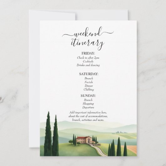 Toscane Italië bestemming vrijgezellenweekend Kaart (Achterkant)