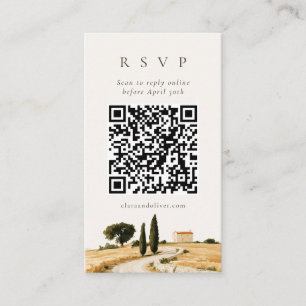 Toscane Italië Cipres Tarwe Laan QR Code RSVP Kaar Informatiekaartje
