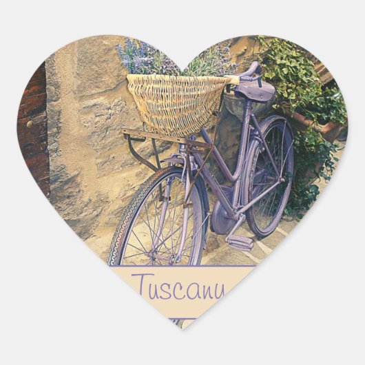 Toscane. Italië. Cortona. Fietsen. Hart Sticker (Voorkant)