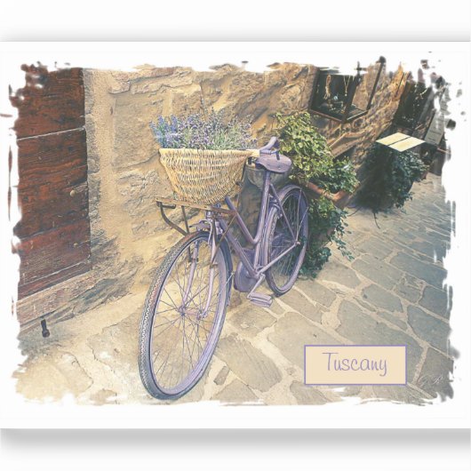 Toscane. Italië. Cortona. Fietsen. Sticker (Voorkant)