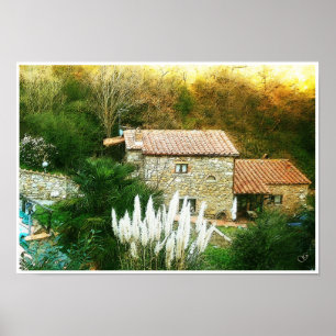 Toscane. Italië. Cortona. Rustige boerderij. Poster