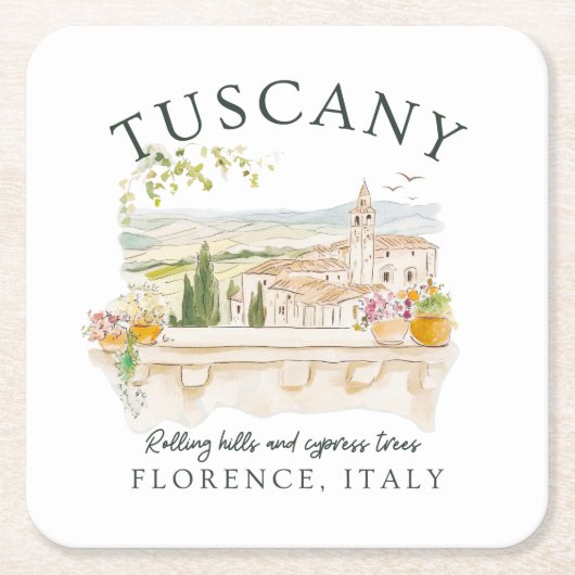 Toscane Italië – Florence Hills & Cypress Trees Kartonnen Onderzetters (Voorkant)