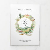 Toscane Italië | Geïllustreerde bruiloft Drieluik Uitnodiging (Cover)