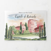 Toscane Italië | Geïllustreerde bruiloft Drieluik Uitnodiging (Cover)