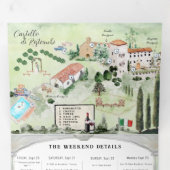 Toscane Italië | Geïllustreerde bruiloft Drieluik Uitnodiging (Binnenzijde eerst)