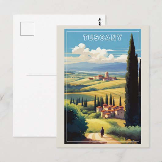  Toscane Italië Italiaans Dorp Retro Reizen Briefkaart (Voorkant / Achterkant)