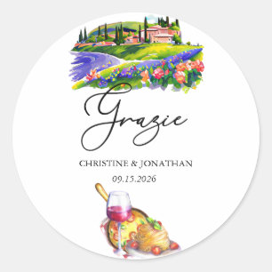 Toscane Italië   Italiaans eten   Dank u Favor Ronde Sticker