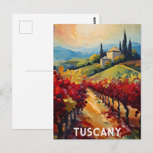 Toscane Italië Italiaans Villa Getextureerde Water Briefkaart (Voorkant / Achterkant)