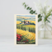  Toscane Italië Italiaans Villa Retro Reizen Briefkaart (Staand voorkant)