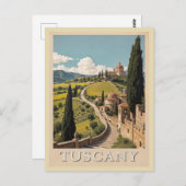  Toscane Italië Italiaans Villa Retro Reizen Briefkaart (Voorkant / Achterkant)
