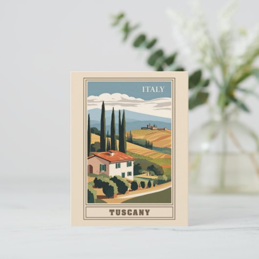  Toscane Italië Italiaans Villa Retro Reizen Briefkaart (Staand voorkant)