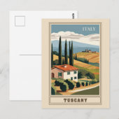  Toscane Italië Italiaans Villa Retro Reizen Briefkaart (Voorkant / Achterkant)