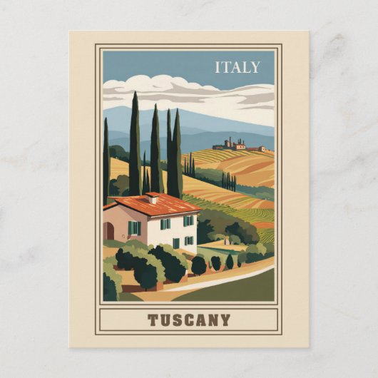  Toscane Italië Italiaans Villa Retro Reizen Briefkaart (Voorkant)