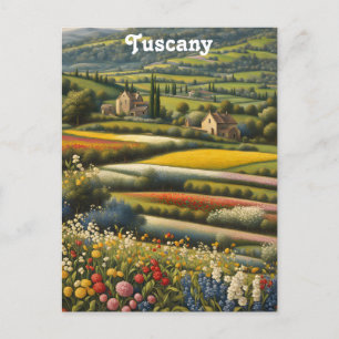 Toscane Italië Italiaanse Villa Retro Floral Reize Briefkaart