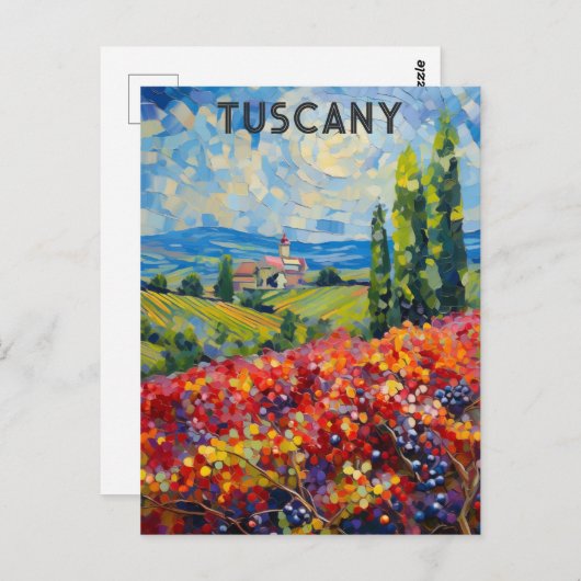 Toscane Italië Italiaanse wijngaard getextureerde  Briefkaart (Voorkant / Achterkant)
