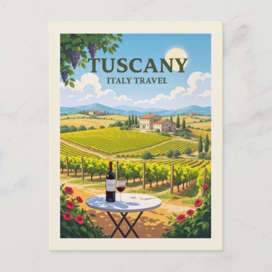  Toscane Italië Italiaanse wijngaard Villa Wine Briefkaart (Voorkant)