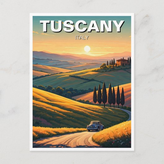 Toscane Italië Landelijke zonsondergang Briefkaart (Voorkant)