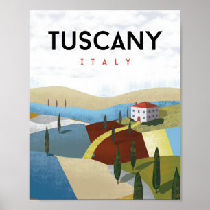 Toscane, italië, poster voor oldtimers