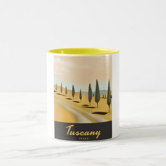 Toscane Italië — Reisposter in stijl Tweekleurige Koffiemok (Center)