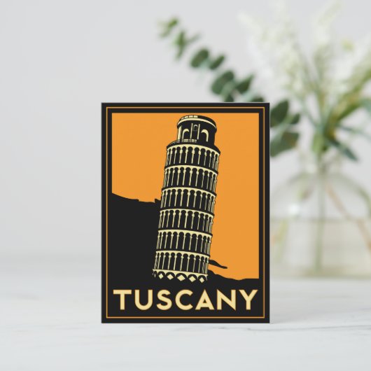 Toscane Italië retro art deco reisposter Briefkaart (Staand voorkant)