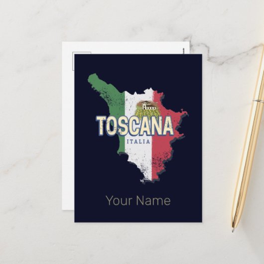 Toscane Italië Retro Regio kaart Fattoria (Voorkant / Achterkant in situ)