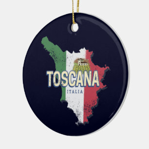 Toscane Italië Retro Regio kaart Fattoria Keramisch Ornament