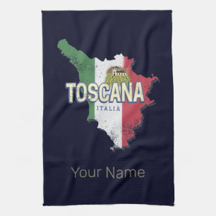 Toscane Italië Retro Regio kaart Fattoria Theedoek