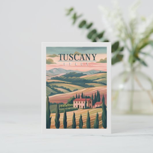 Toscane Italië Retro Reizen Briefkaart (Staand voorkant)